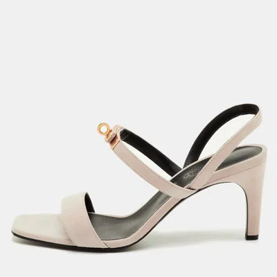 Pre-owned Hermes Glamour Size 40 Light Pink Suede Slingback Sandals