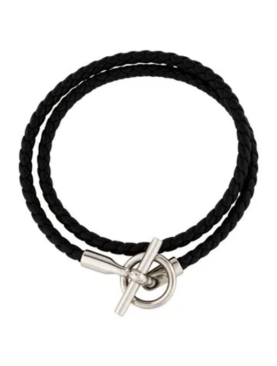 Pre-owned Hermes Glenan Double Tour Bracelet In Black