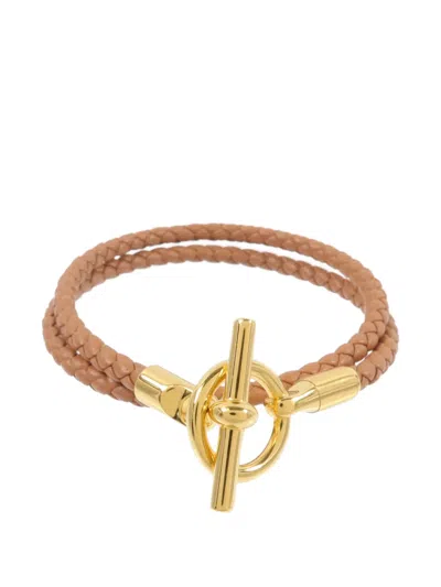 Pre-owned Hermes Glenan Double Tour Bracelet In Gold