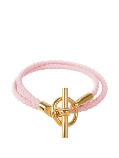 Pre-owned Hermes Glenan Double Tour Bracelet In Pink