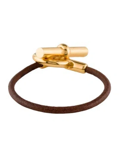 Pre-owned Hermes Glenan Wrap Bracelet, 6.5" In Brown