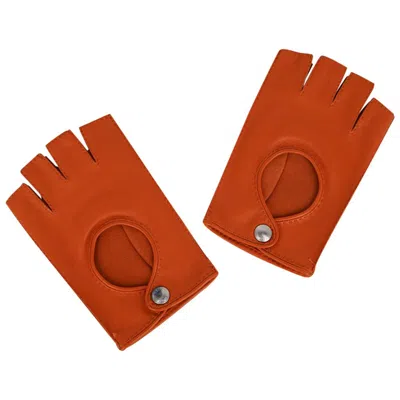 Pre-owned Hermes Gloves Orange Clou De Selle Driving Kidskin / Lambskin Leather New