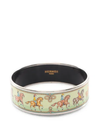 Pre-owned Hermes Gm Emaile Bangle Bracelet In Green