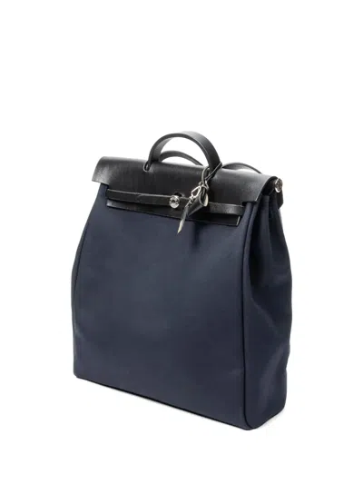 Pre-owned Hermes Gm Herbag Backpack In Blue