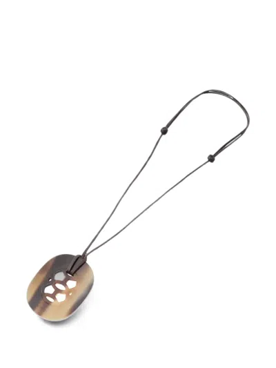 Pre-owned Hermes Gm Lift Necklace In Brown