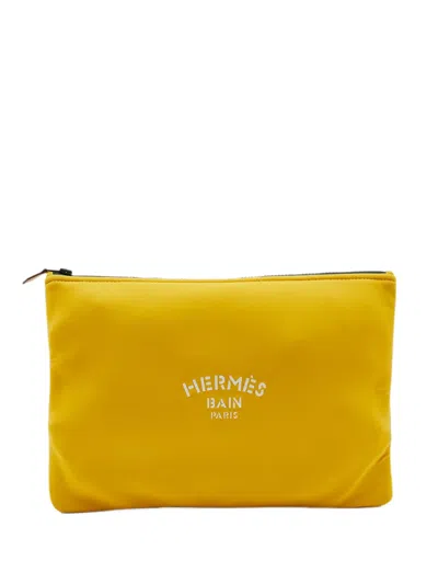 Pre-owned Hermes Gm Neobain Flat Clutch Bag In Yellow