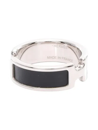 Pre-owned Hermes Gm Olymp Leather Ear Cuff In Silver