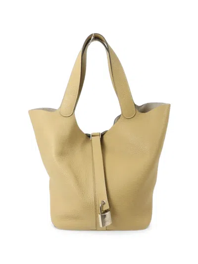 Pre-owned Hermes Gm Picotin Lock Tote Bag In Yellow