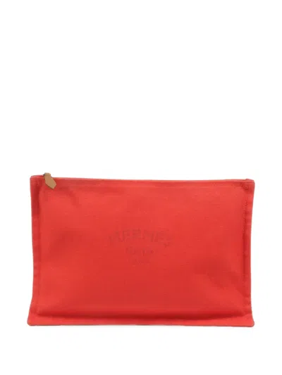 Pre-owned Hermes Gm Yachting Clutch Bag In Red