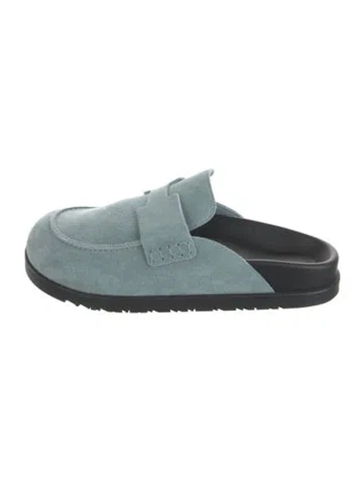 Pre-owned Hermes Go H Logo Mules In Blue
