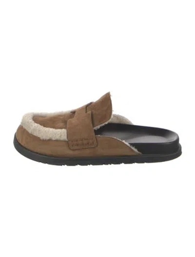 Pre-owned Hermes Go Mules H Logo Slides In Brown