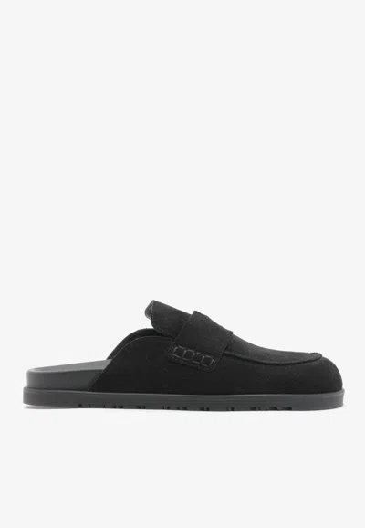 Pre-owned Hermes Go Mules In Black Suede
