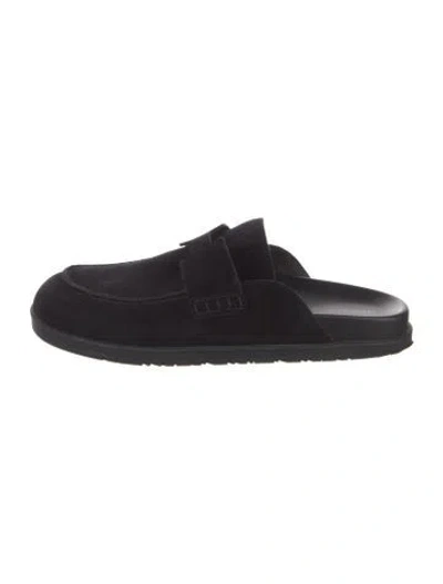 Pre-owned Hermes Go Mules Suede Slippers In Black