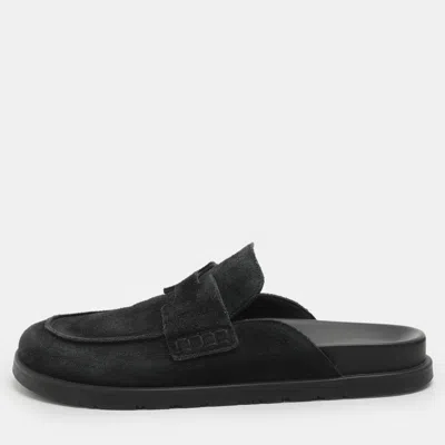 Pre-owned Hermes Hermès Go Size 42.5 Black Suede Flat Mules
