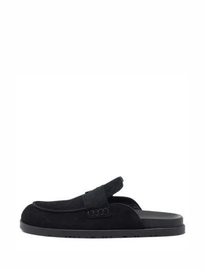 Pre-owned Hermes Go Strap Flat Mules In Black