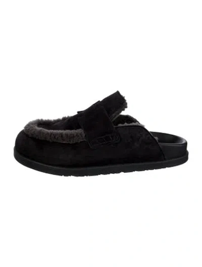 Pre-owned Hermes Go Suede Mules In Black
