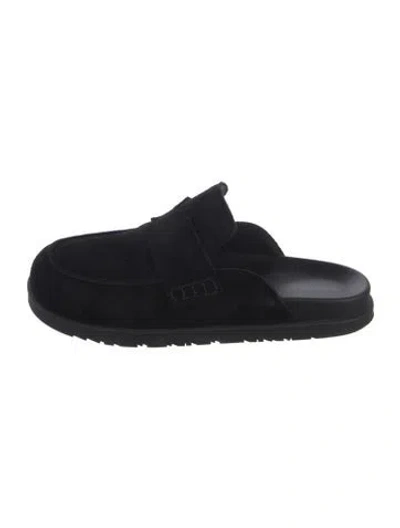Pre-owned Hermes Go Suede Mules In Black