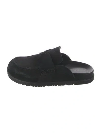 Pre-owned Hermes Go Suede Mules In Black
