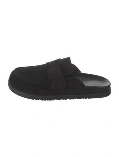 Pre-owned Hermes Go Suede Mules In Black
