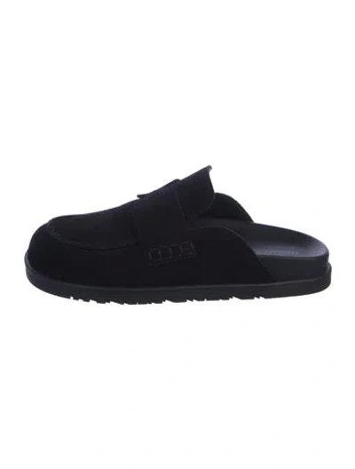Pre-owned Hermes Go Suede Mules In Black