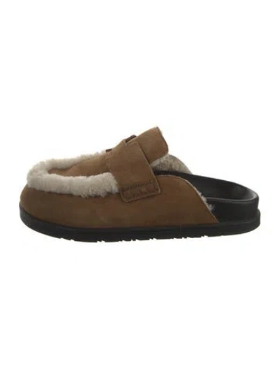 Pre-owned Hermes Go Suede Mules In Brown