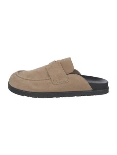 Pre-owned Hermes Go Suede Mules In Neutrals
