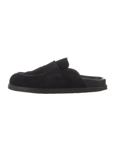 Pre-owned Hermes Go Suede Slides In Black