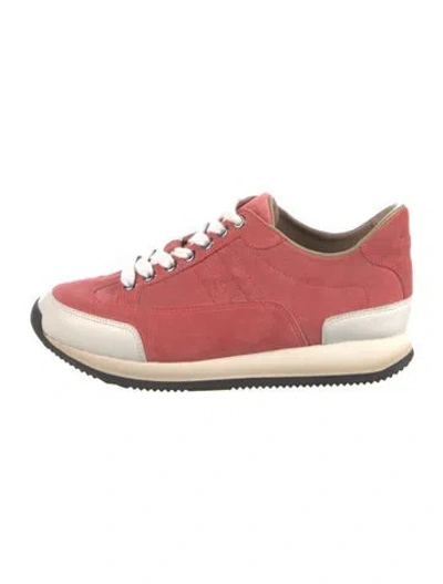 Pre-owned Hermes Goal Sneakers In Red