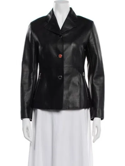 Pre-owned Hermes Goat Leather Blazer In Black