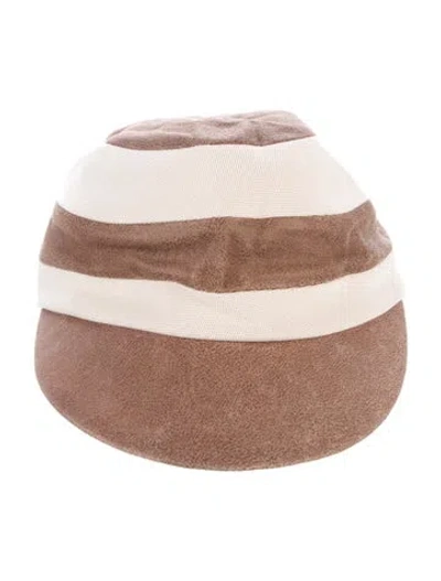 Pre-owned Hermes Goat Leather Cap In Brown
