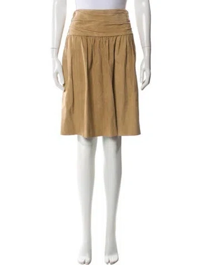 Pre-owned Hermes Goat Leather Knee-length Skirt In Brown
