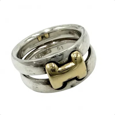 Pre-owned Hermes Gold (18k) Silver 925 Band Ring ()
