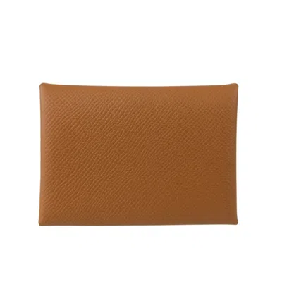 Pre-owned Hermes Gold Brown Epsom Leather Coin Purse/coin Case ()