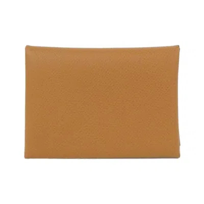 Pre-owned Hermes Gold Brown Epsom Leather Coin Purse/coin Case ()