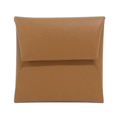 Pre-owned Hermes Gold Brown Epsom Leather Coin Purse/coin Case ()
