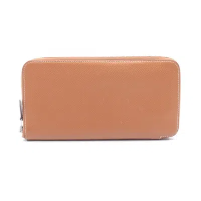 Pre-owned Hermes Gold Brown Epsom Leather Leather Long Wallet (bi-fold) ()