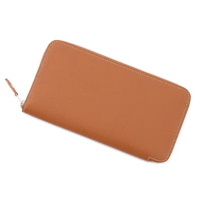 Pre-owned Hermes Gold Brown Epsom Leather Long Wallet (bi-fold) ()