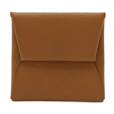 Pre-owned Hermes Gold Camel Epsom Leather Coin Purse/coin Case ()