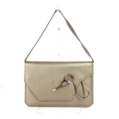 Pre-owned Hermes Gold Chevre Leather Handbag Pouch Shoulder Bag ()