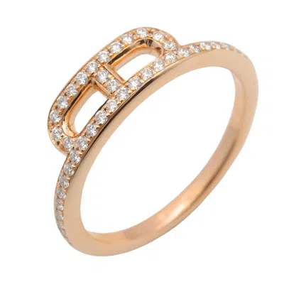 Pre-owned Hermes Gold Clear Pink Gold (18k) Band Ring ()