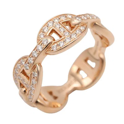 Pre-owned Hermes Gold Clear Pink Gold (18k) Band Ring () In Gold, Clear