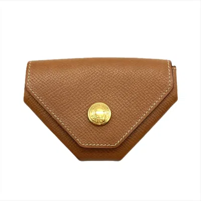 Pre-owned Hermes Gold Courchevel Leather Coin Purse/coin Case ()