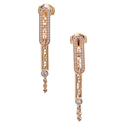 Pre-owned Hermes Gold Diamond Chaine D'ancre Chaos Earring In Multi