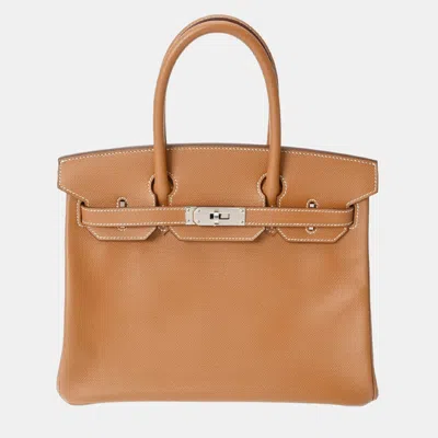 Pre-owned Hermes Gold Epsom Leather Birkin 30 Handbag