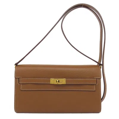 Pre-owned Hermes Gold Epsom Leather Chain/shoulder Wallet ()