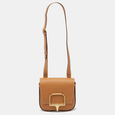 Pre-owned Hermes Gold Epsom Leather Della Cavalleria Mini Bag In Brown