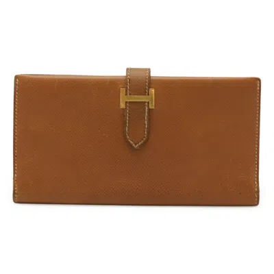 Pre-owned Hermes Gold Epsom Leather Long Wallet (bi-fold) ()