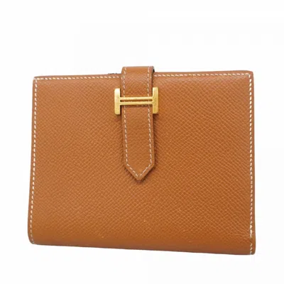 Pre-owned Hermes Gold Epsom Leather Wallet (bi-fold) ()