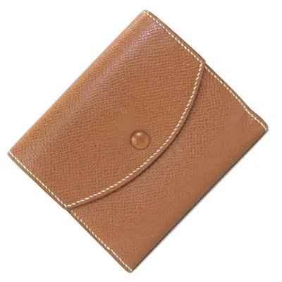 Pre-owned Hermes Gold Epsom Leather Wallet (tri-fold) ()
