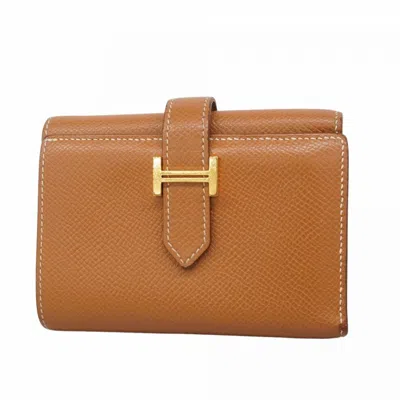 Pre-owned Hermes Gold Epsom Leather Wallet (tri-fold) ()